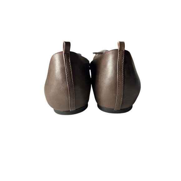 Women~AUDREY BROOKE NEWTON BROWN LEATHER~BOW~Slip on Ballet Flats SHOES Size 8M - Picture 3 of 9